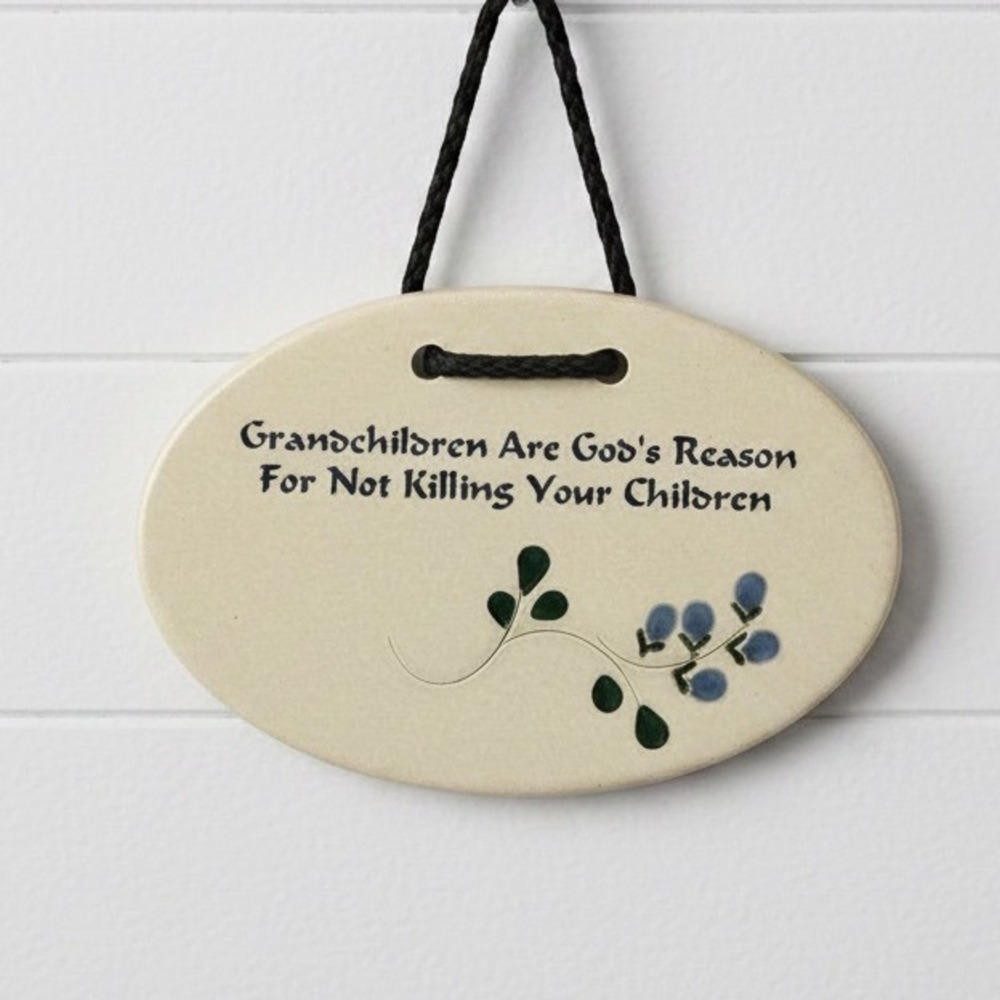 Mountain Meadows Pottery Grandchildren Humorous Ceramic Wall Plaque Handmade USA